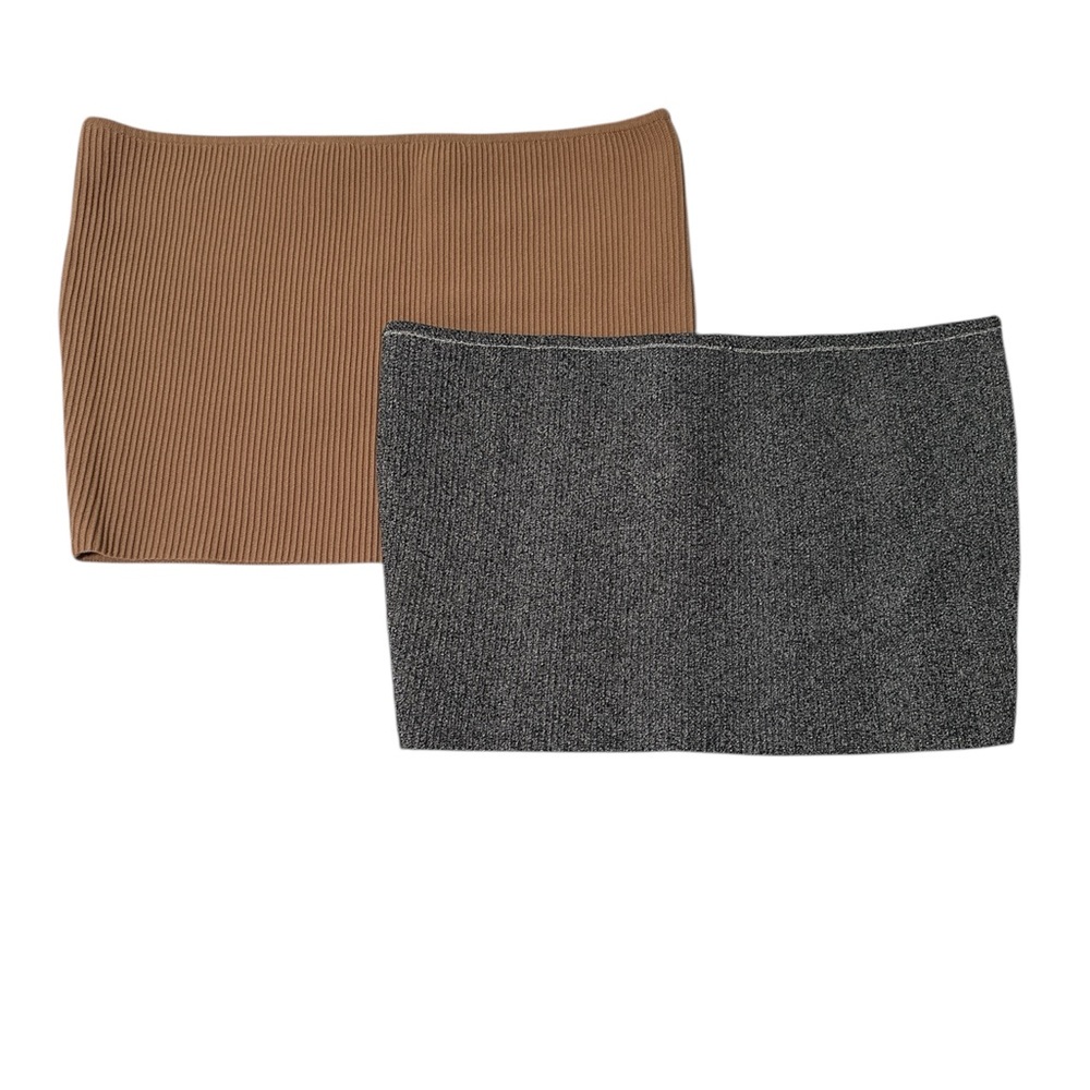 Kendall & Kylie / Brown and Gray Ribbed Tube Top